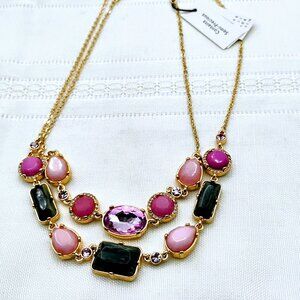 White House Black Market pink and green gem convertible necklace/choker